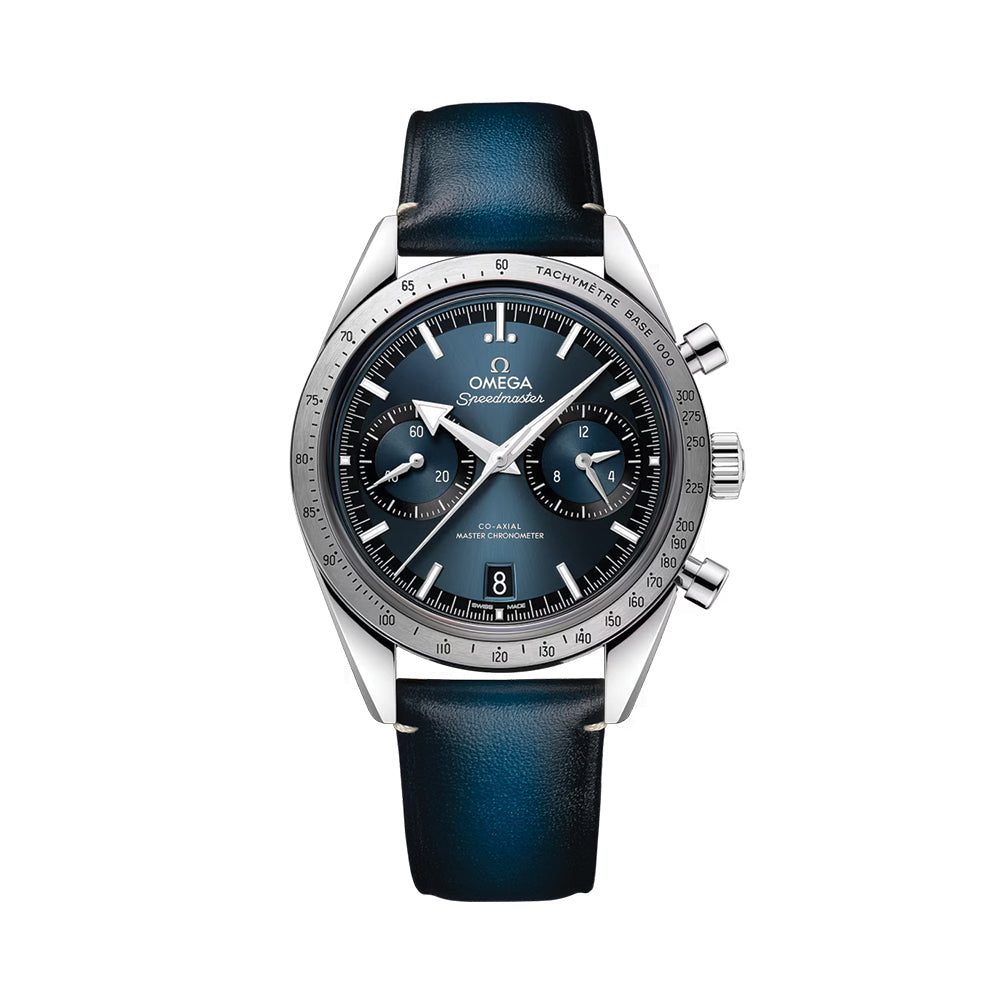 Speedmaster '57 40.5mm - Blue on Leather Strap - Teddy Baldassarre