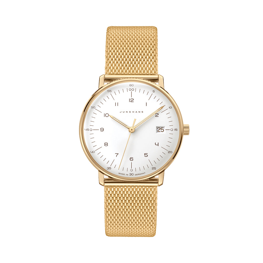 Max Bill Damen Gold-Tone 32.7mm - White on Bracelet