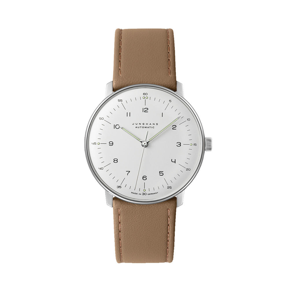 Max Bill Automatic 38mm - Silver on Leather Strap