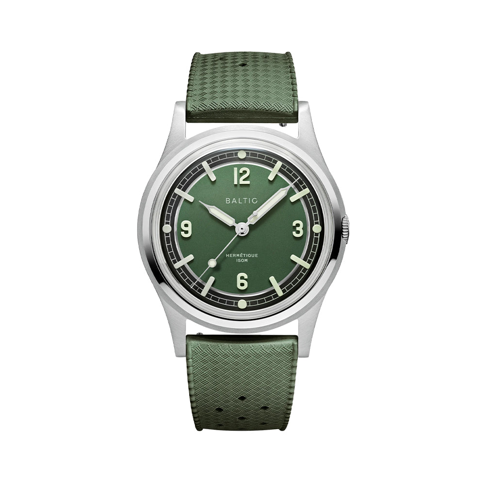 Hermétique Tourer 37mm - Green on Green Tropic FKM Strap