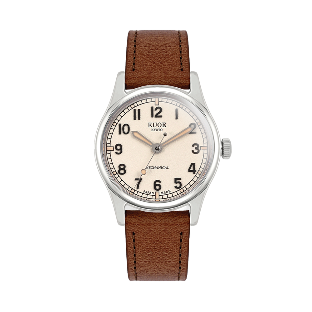 OLD SMITH 35mm - Ivory on Brown Leather Strap