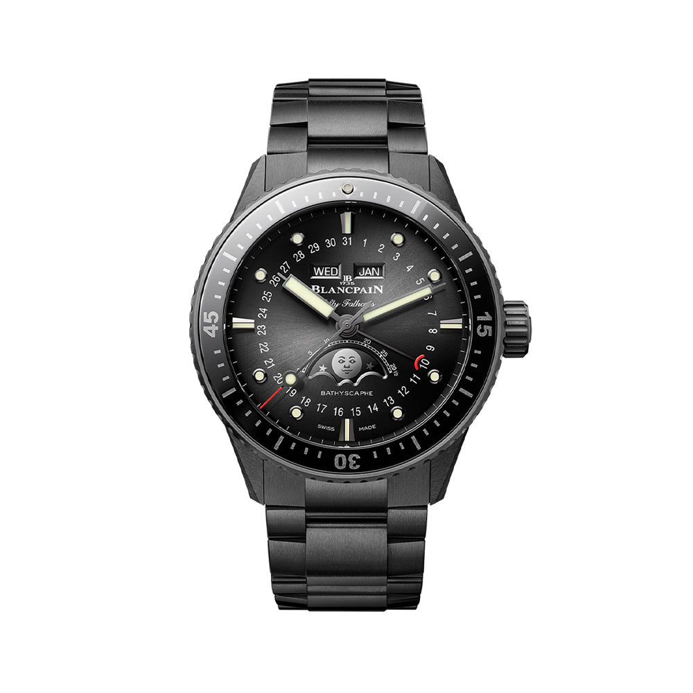 Fifty Fathoms Bathyscaphe Quantième Complet Phases de Lune Ceramic 43.6mm - Black on Ceramic Bracelet