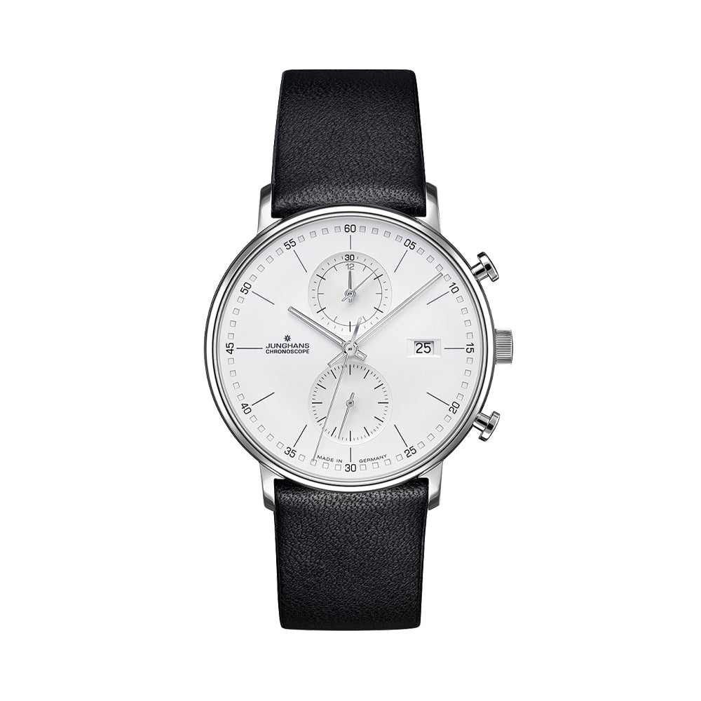 FORM C 40mm - White on Black Leather Strap