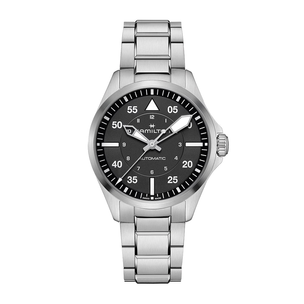 Khaki Aviation Pilot Auto 39mm - Black on Bracelet