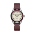 Khaki Aviation Pilot Pioneer Auto 38mm - White on Red Leather Strap