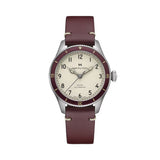Khaki Aviation Pilot Pioneer Auto 38mm - White on Red Leather Strap