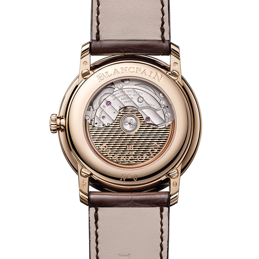 Villeret Quantième Perpétuel Red Gold 40.3mm - Green on Leather Strap