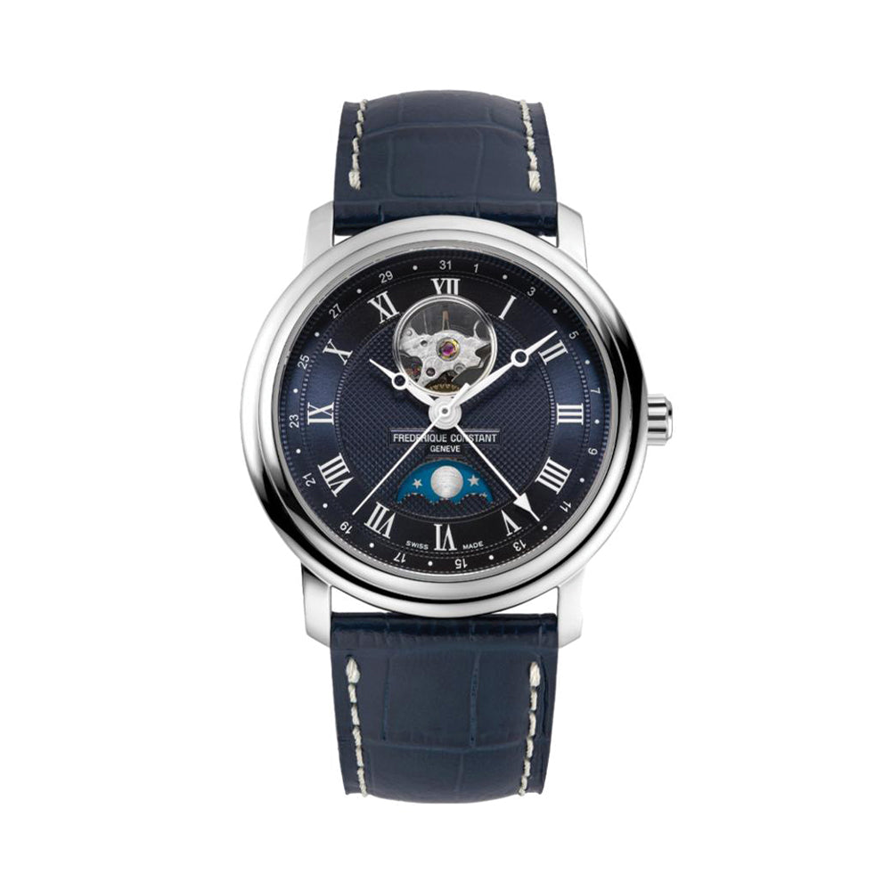 Classics Heart Beat Moonphase Date 40mm - Blue on Leather Strap