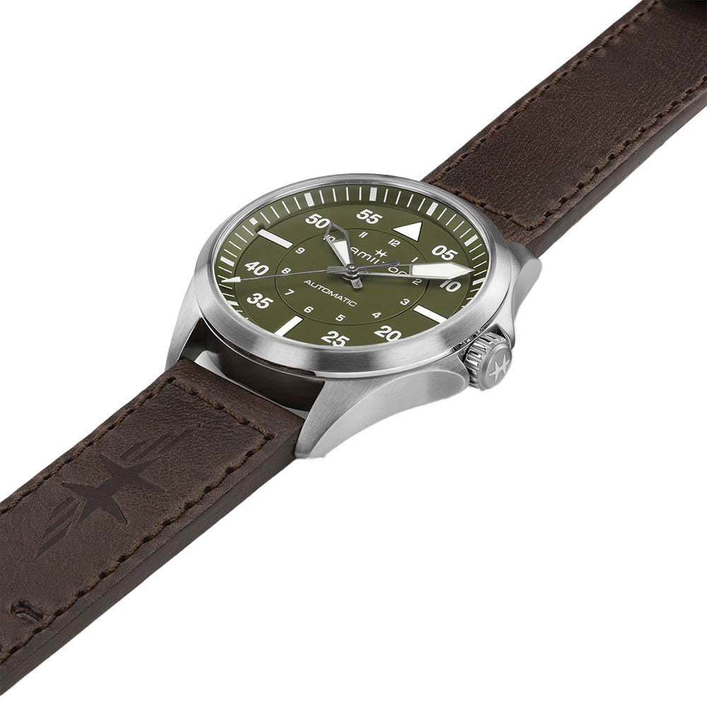 Khaki Aviation Pilot Auto 39mm - Green on Strap