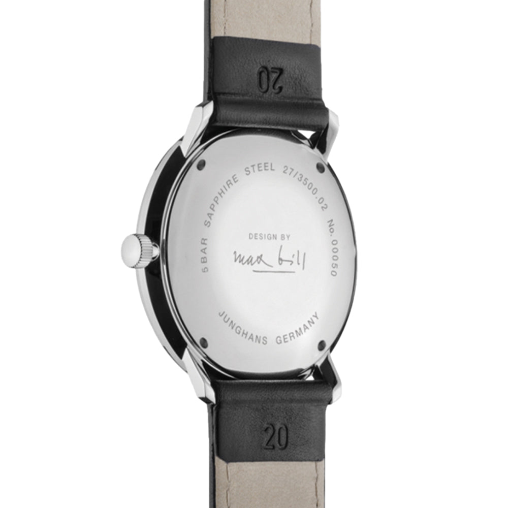 Max Bill Automatic 38mm - Silver on Leather Strap