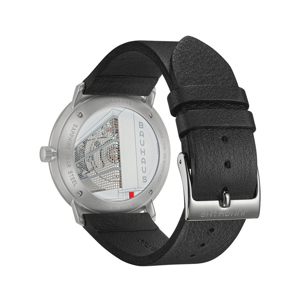 Max Bill Automatic Bauhaus - White on Leather Strap