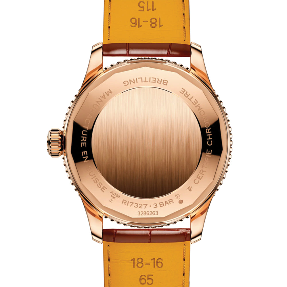 Navitimer Automatic Red Gold 36mm - White w/ Diamonds on Leather Strap