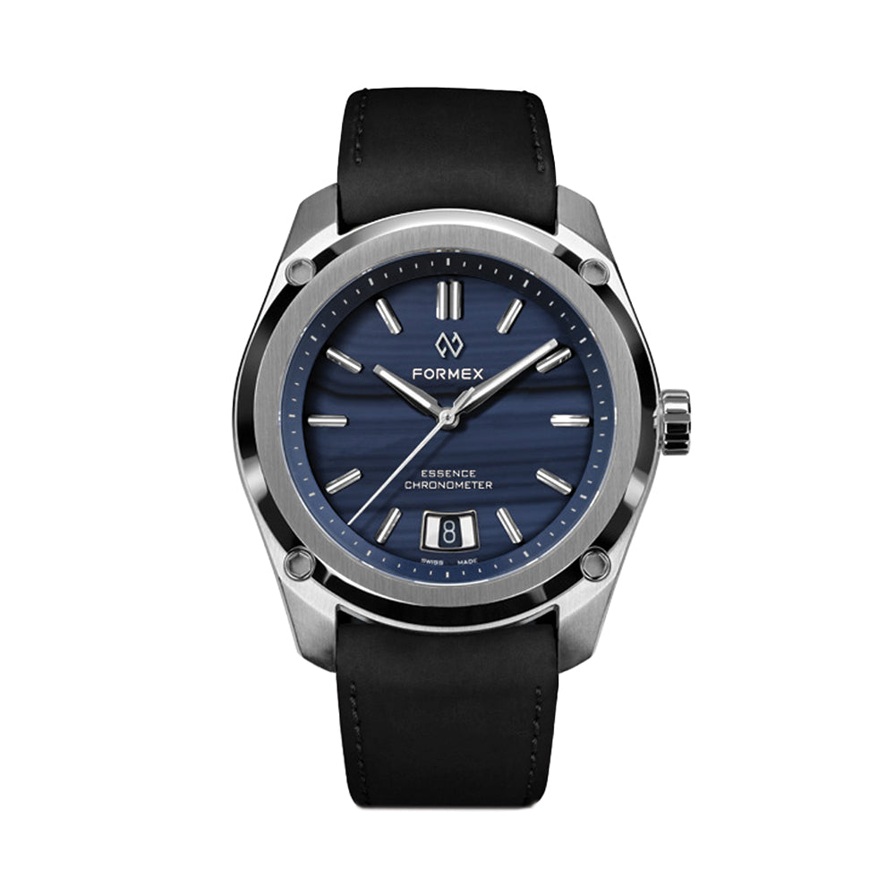 Automatic Chronometer "Blue Agate" 39mm - Blue on Black Leather Strap