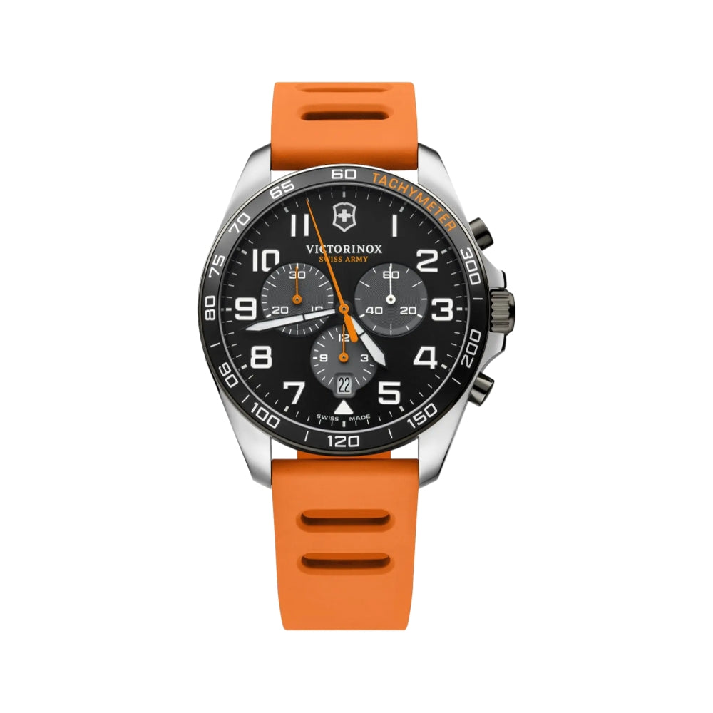 FieldForce Sport Chrono 42mm with Black dial and Orange Rubber Strap