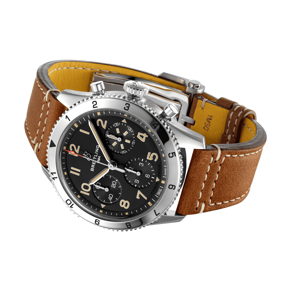 Classic AVI Chronograph 42mm P-51 Mustang Stainless Steel - Black