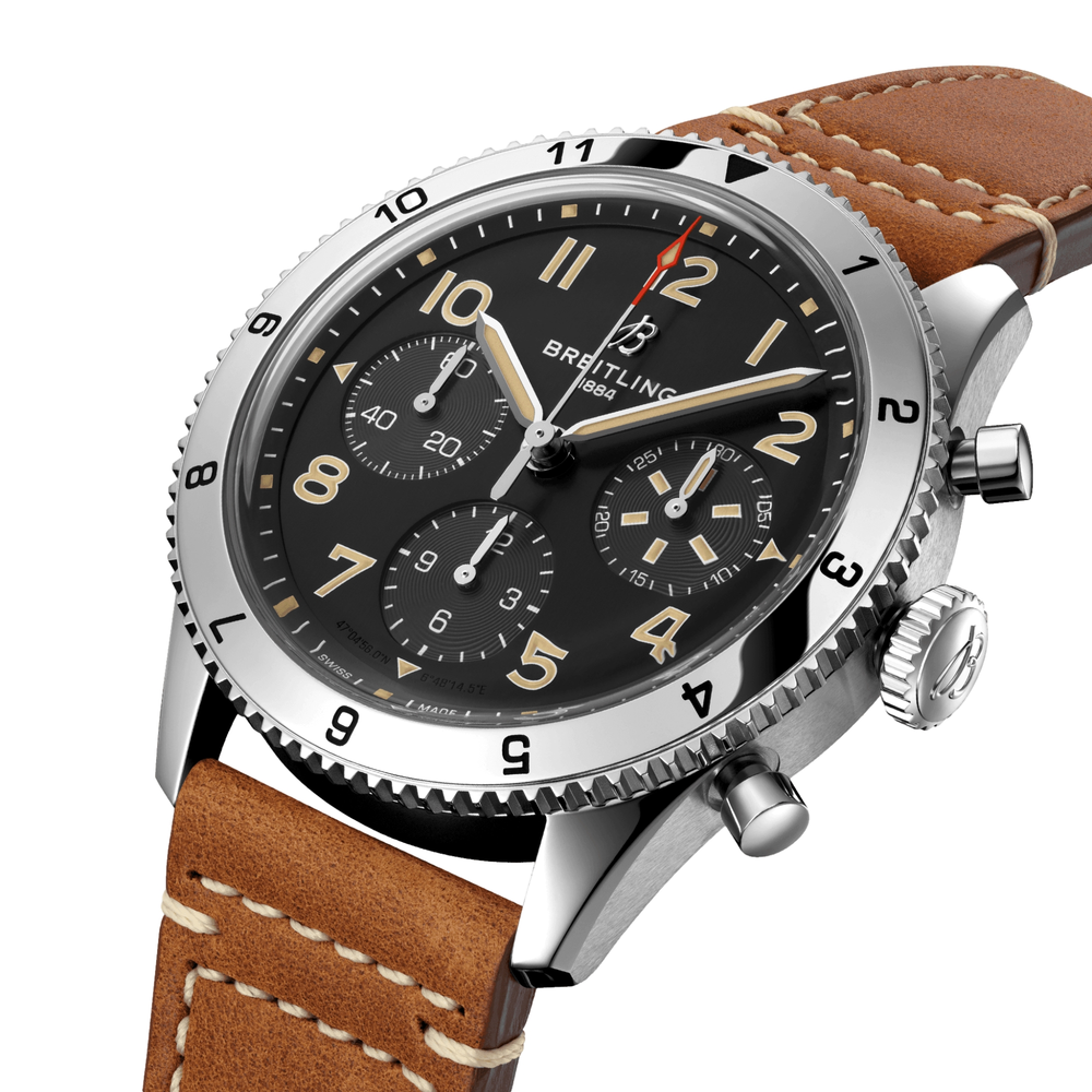 Classic AVI Chronograph 42mm P-51 Mustang Stainless Steel - Black