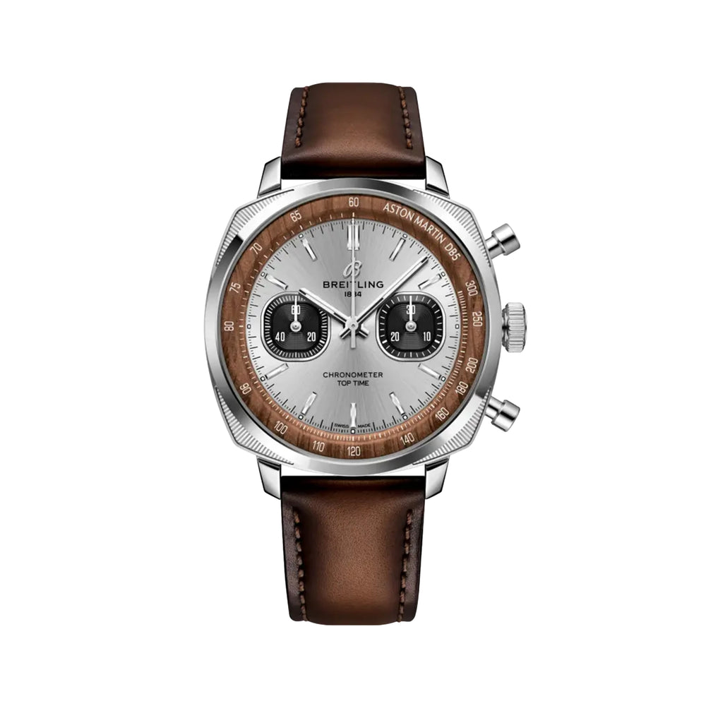 Top Time B01 Chronograph Tribute to Aston Martin DB5 41mm - Silver on Leather Strap