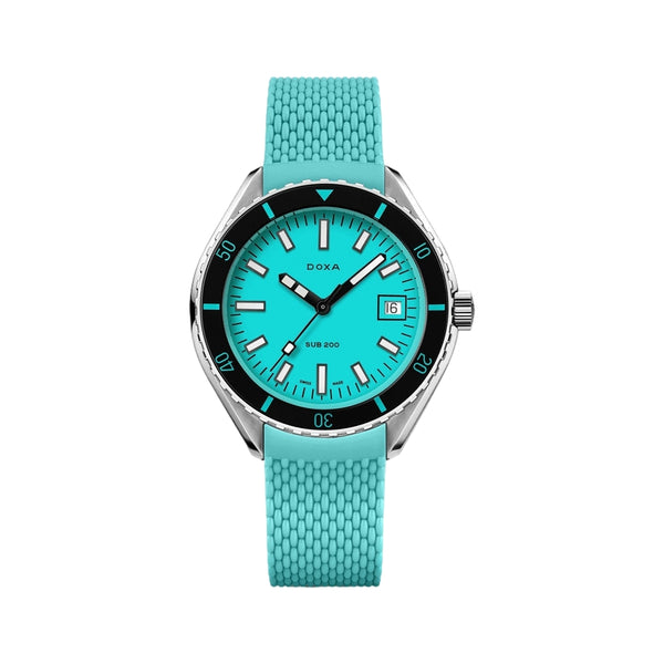 SUB 200 Aquamarine Sapphire Inlay Bezel 42mm - Turquoise on Rubber