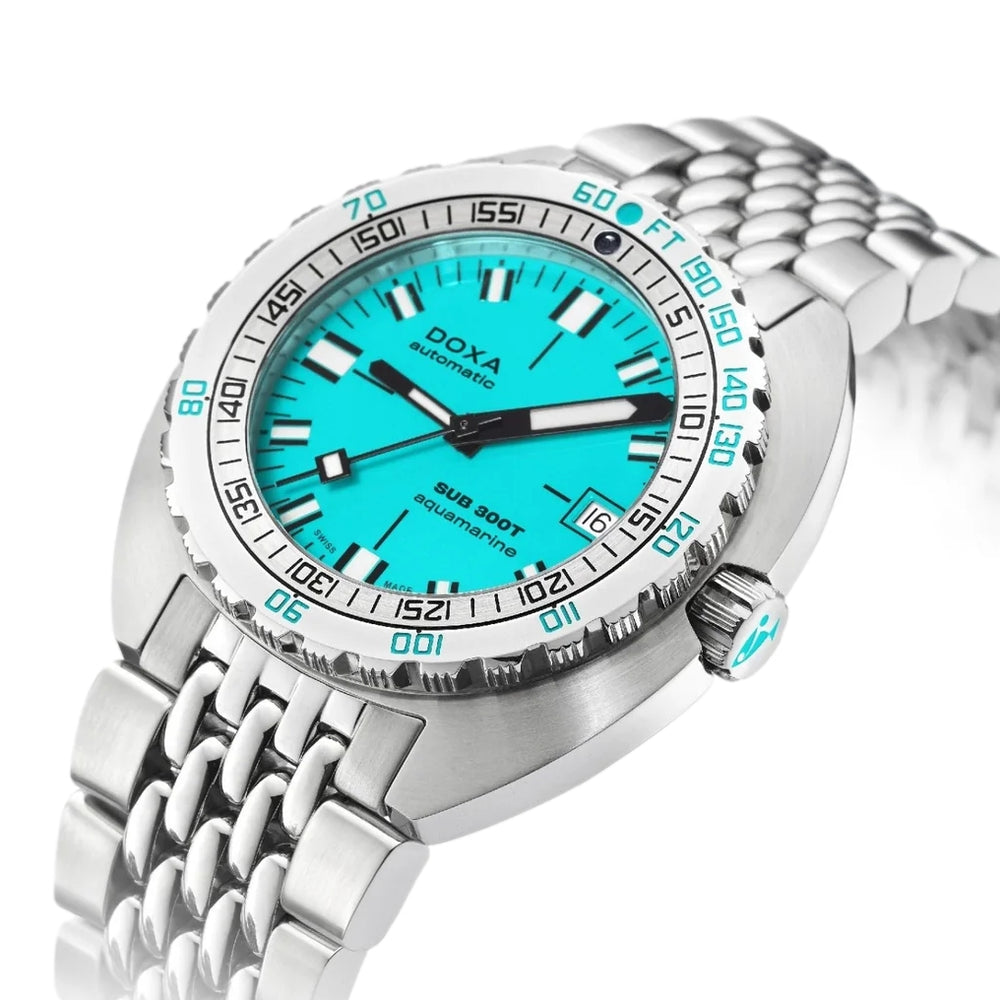 SUB 300T Aquamarine 42.5mm - Turquoise on Bracelet