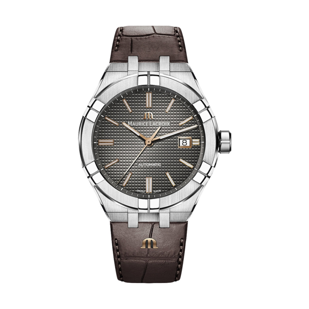 Maurice Lacroix AIKON Automatic 42mm with anthracite dial and brown leather strap