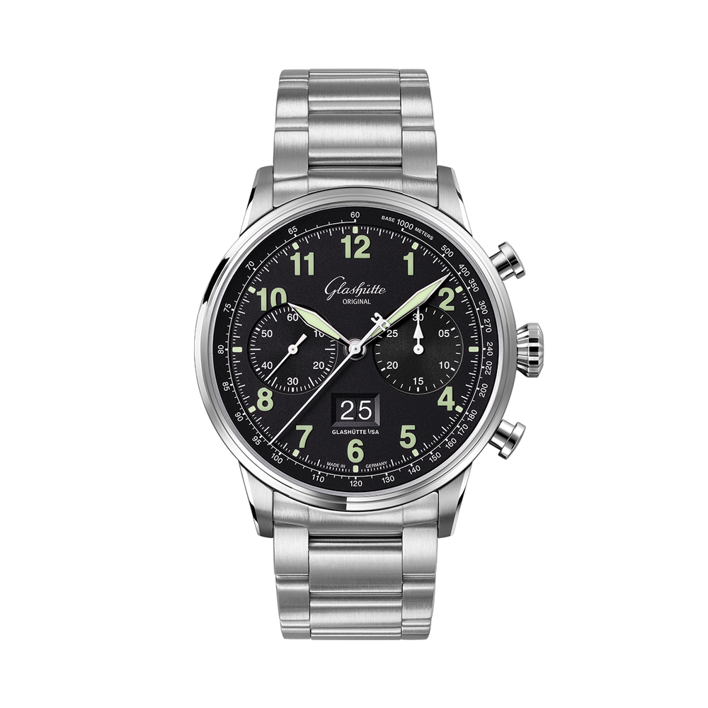 Senator Chronograph Navigator 41mm - Black Lacquer on Bracelet