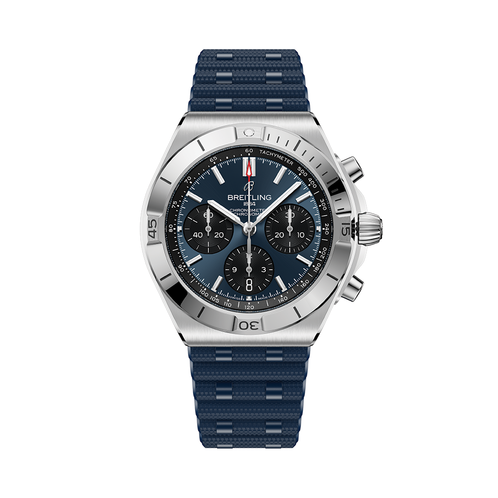 Chronomat B01 Automatic Panda Dial 42mm - Blue on Rubber Strap