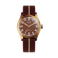 OLD SMITH Bronze No-Date 38mm - Brown on Red x Beige Fabric Strap