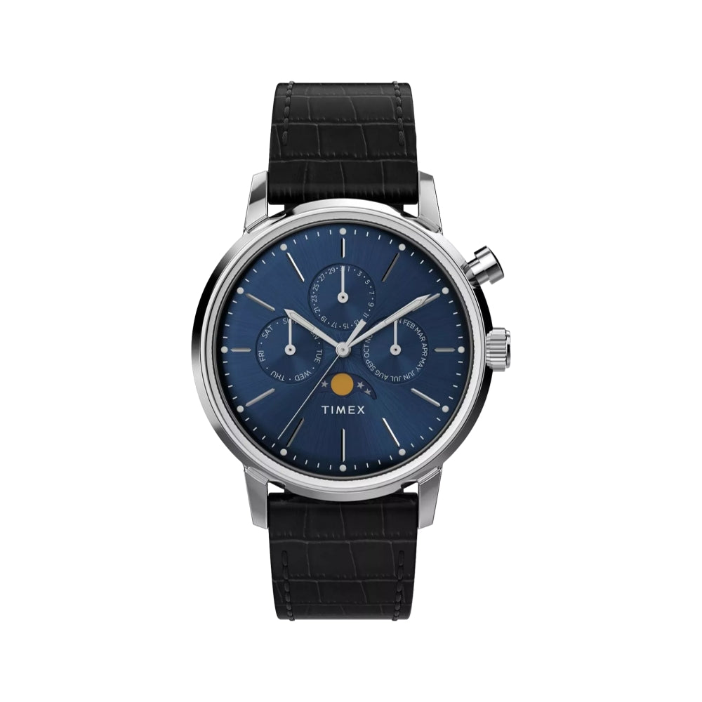 Marlin Quartz Moon Phase 40mm Blue Dial