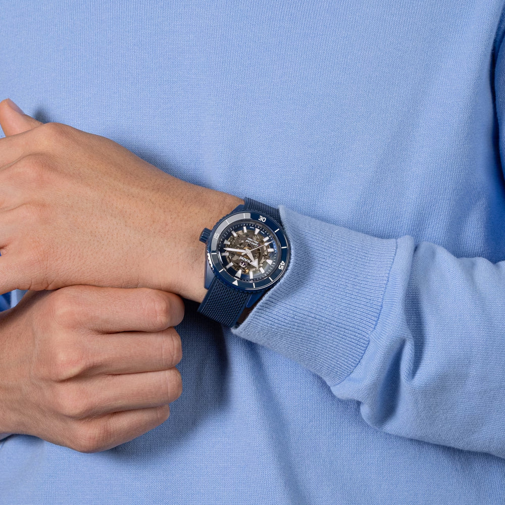 Captain Cook Automatic High Tech Ceramic 43mm - Blue Skeleton on Rubber Strap