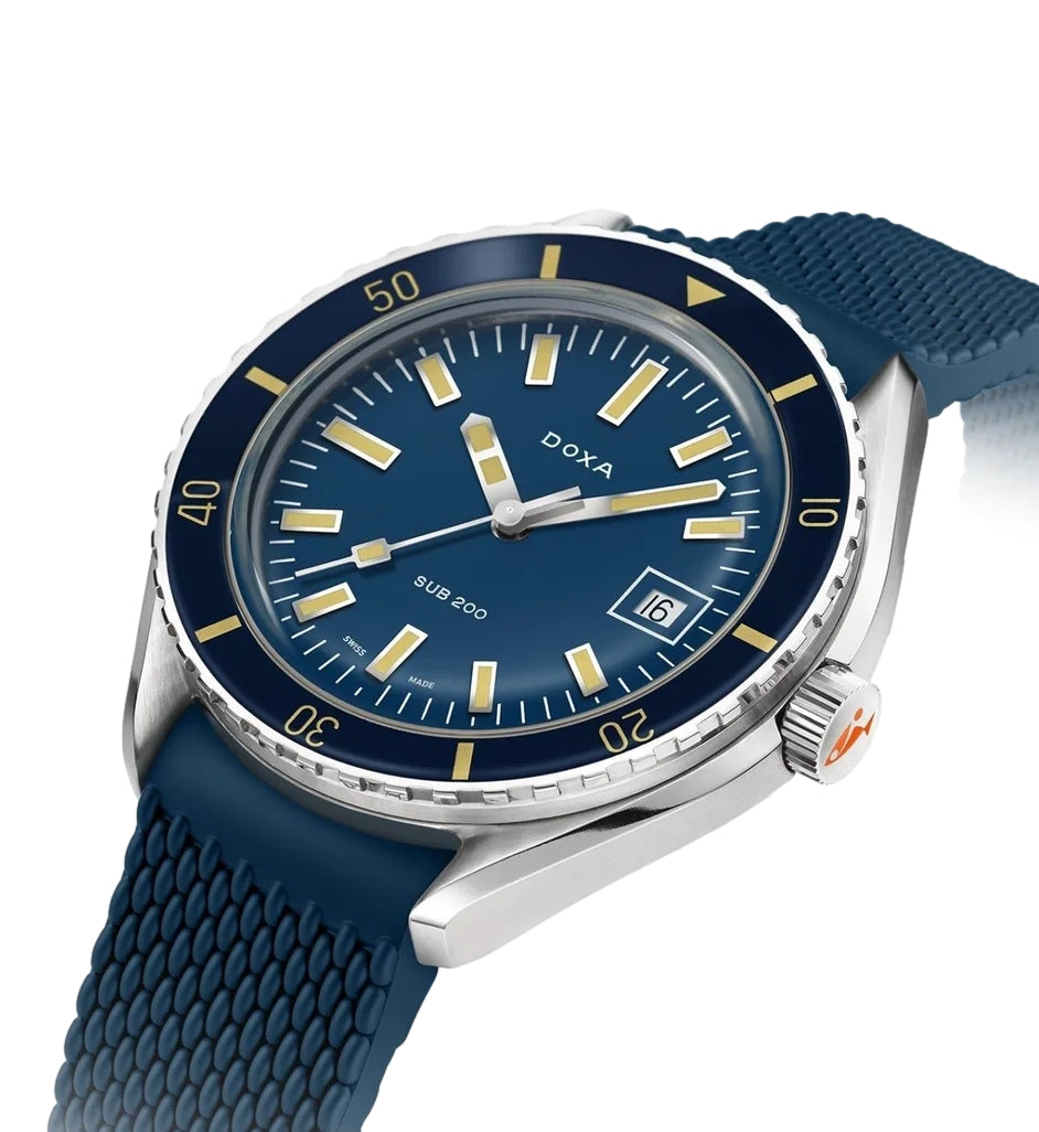 SUB 200 Caribbean Sapphire Inlay Bezel 42mm - Blue on Rubber Strap