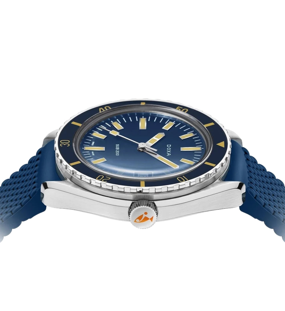 SUB 200 Caribbean Sapphire Inlay Bezel 42mm - Blue on Rubber Strap