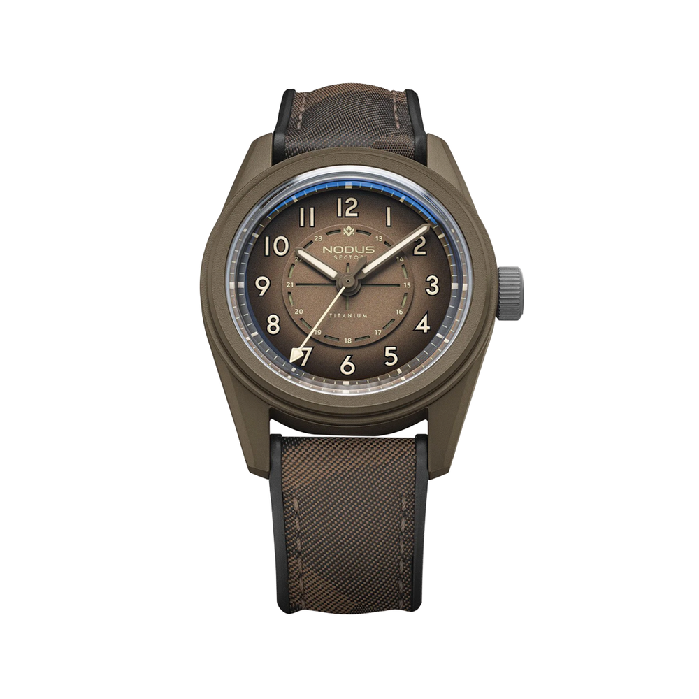 Sector II Field Titanium FDE 38mm - Brown on Rubber Strap