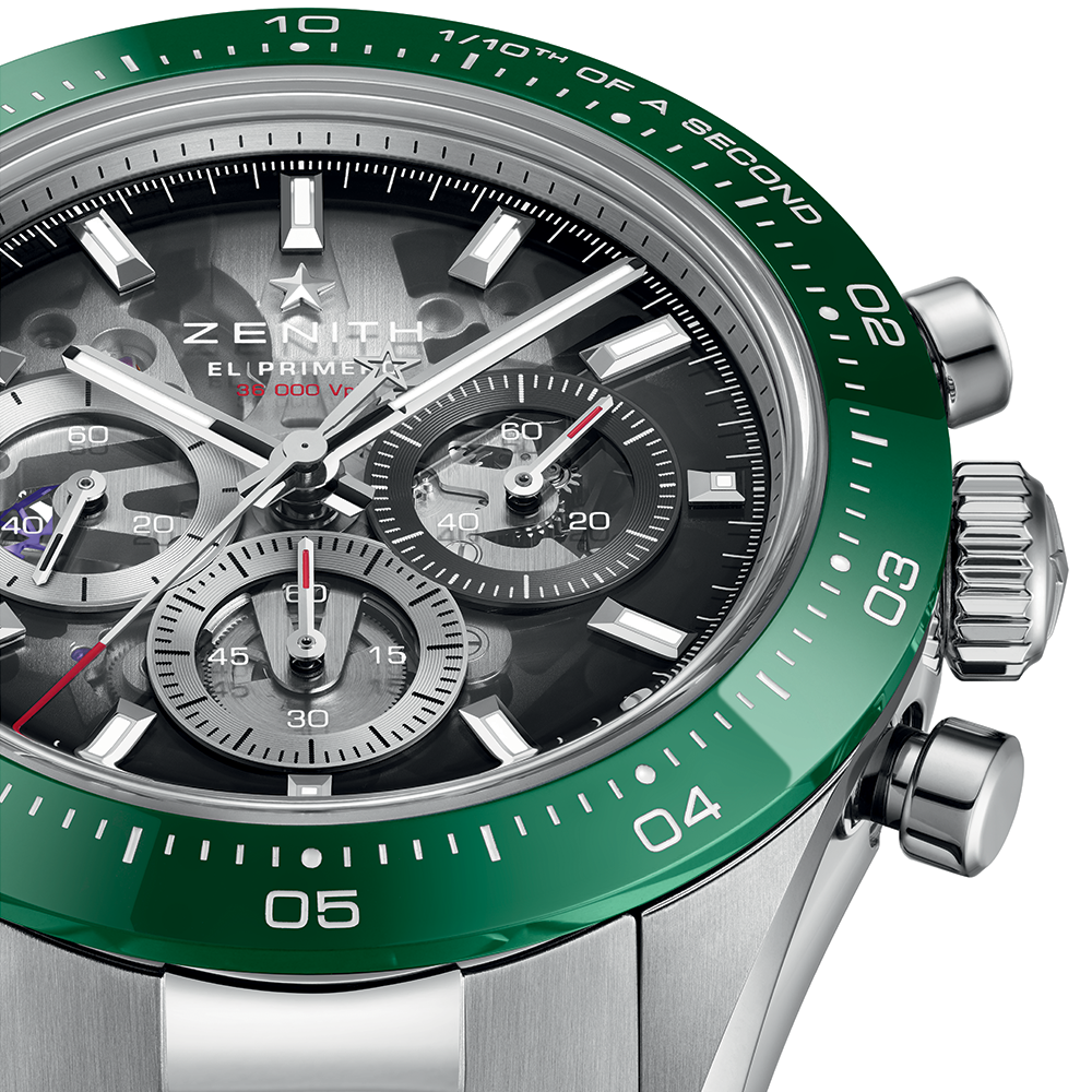 Chronomaster Sport Skeleton 41mm - Grey, Green Bezel on Bracelet and Additional Rubber Strap
