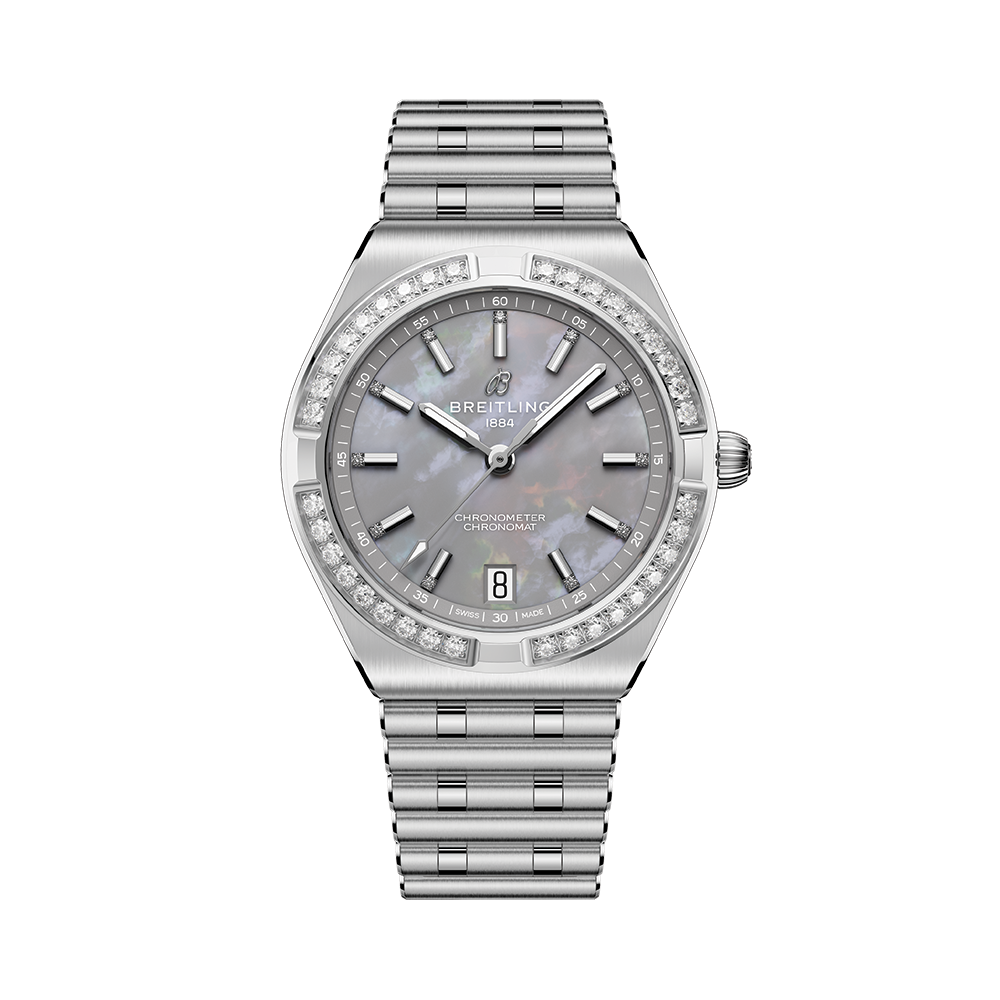 Chronomat Automatic 36mm - Grey, Mother-of-Pearl, Diamond-Set on Bracelet