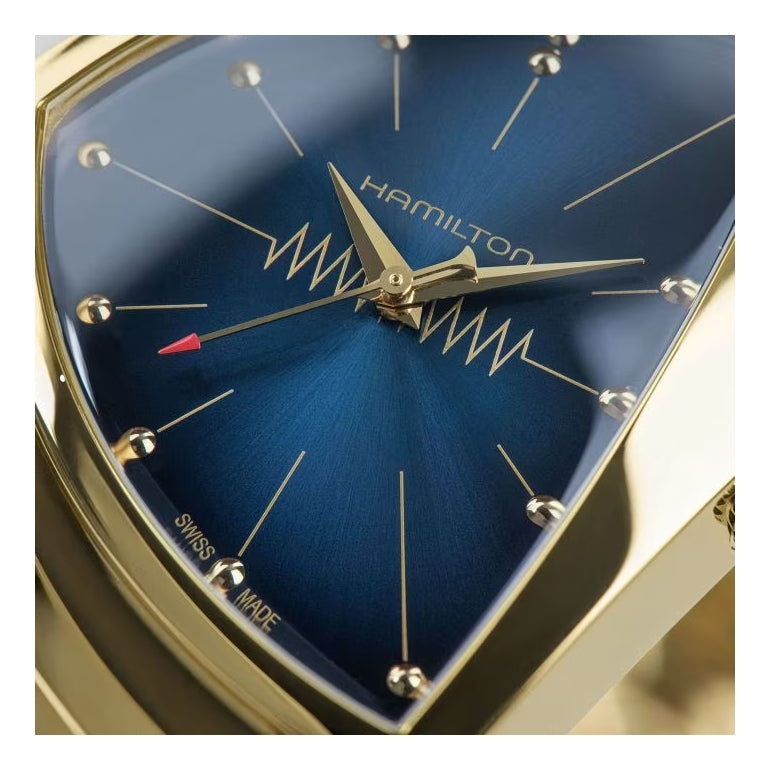 Ventura L Classic Blue Dial Gold PVD on Bracelet