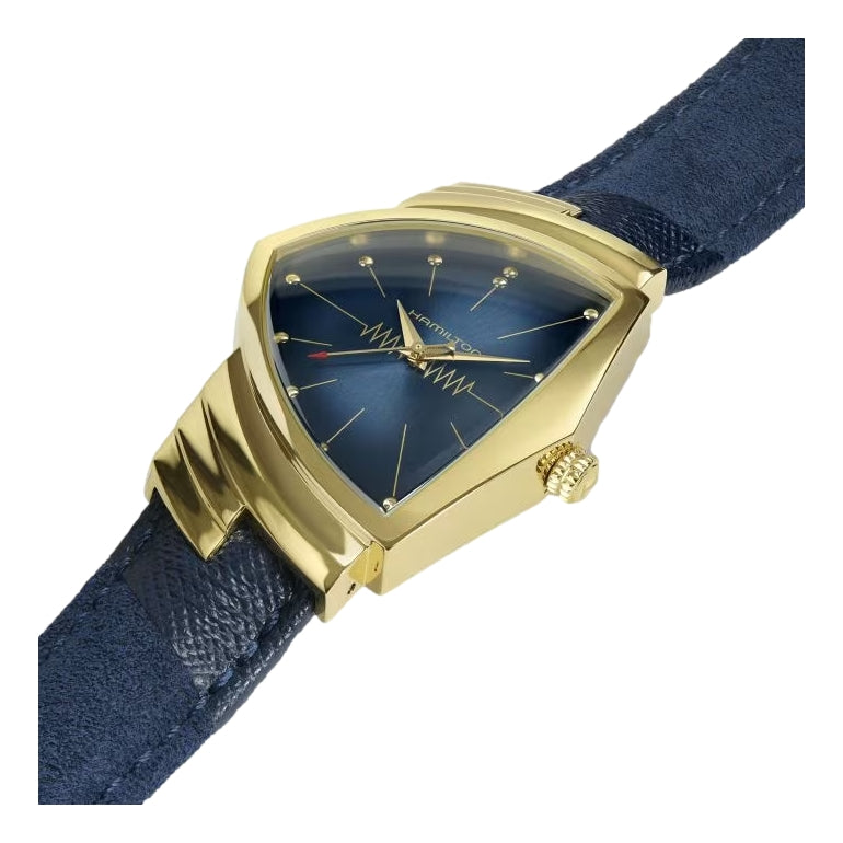 Ventura L Classic Blue Dial Gold PVD on Strap