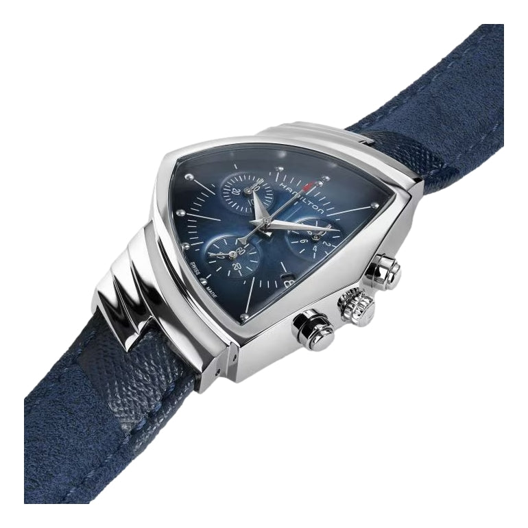 Ventura Classic Chronograph Quartz Blue Dial on Leather Strap