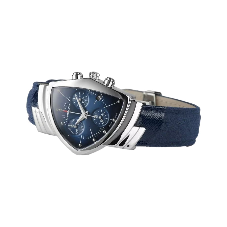 Ventura Classic Chronograph Quartz Blue Dial on Leather Strap