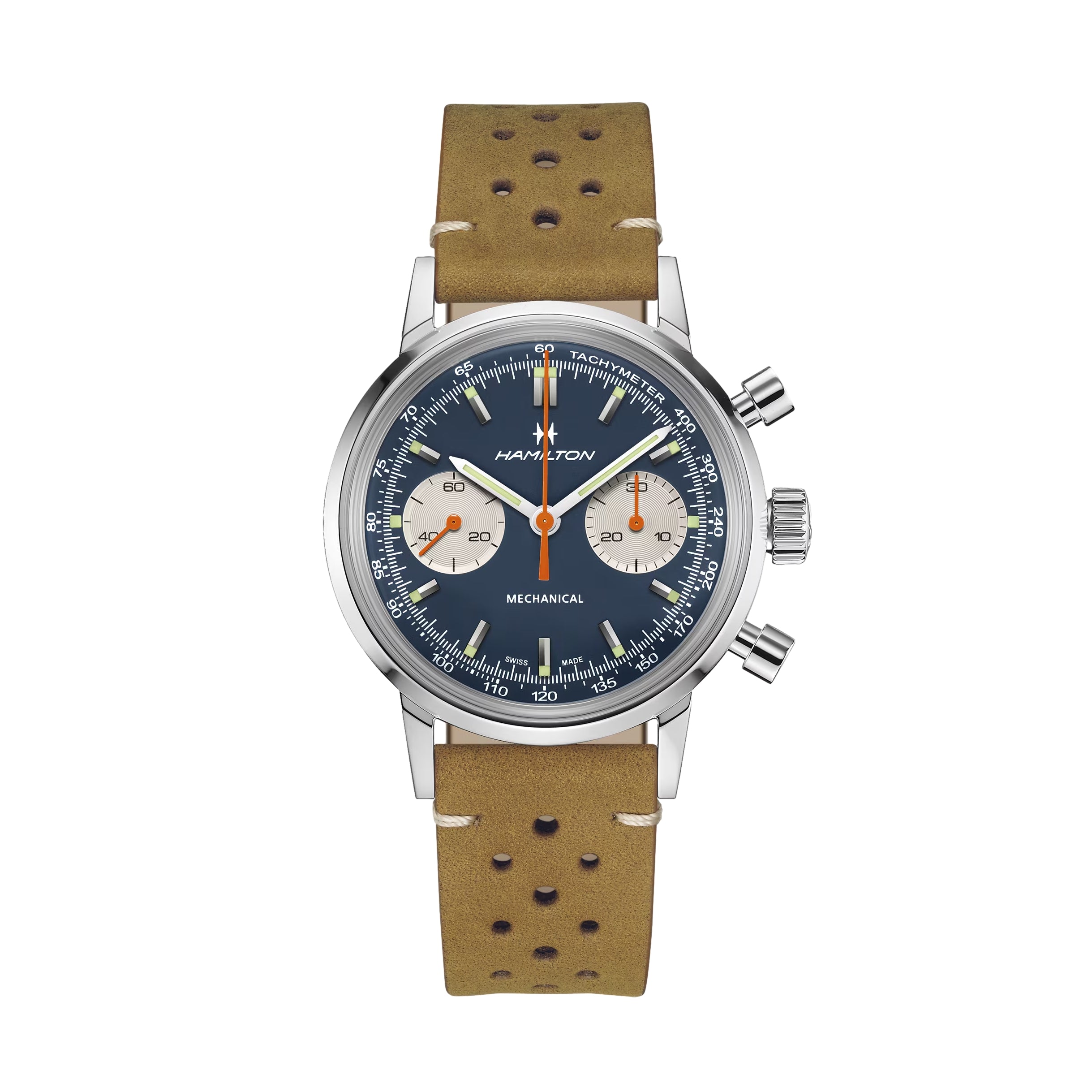 ③アベマール様美品☆ヘレンド ポワッソン プレート22cmオクタゴナル American Classic Intra-Matic Chronograph H 40mm - Blue on Leather