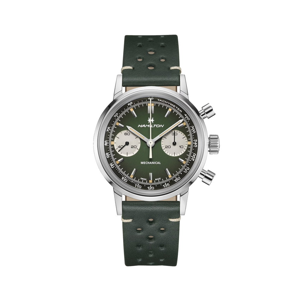American Classic Intra-Matic Chronograph H 40mm - Green on Leather Strap w/ Extra Bracelet