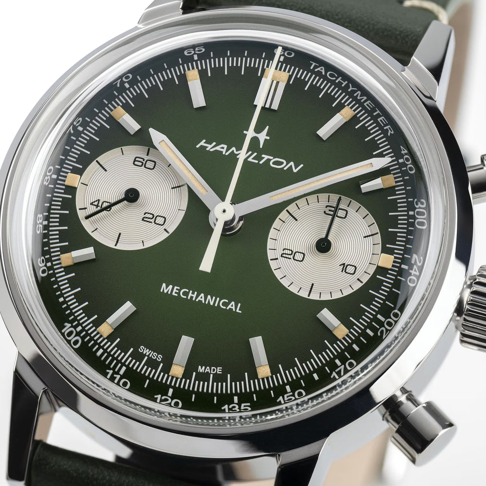 American Classic Intra-Matic Chronograph H 40mm - Green on Leather Strap w/ Extra Bracelet
