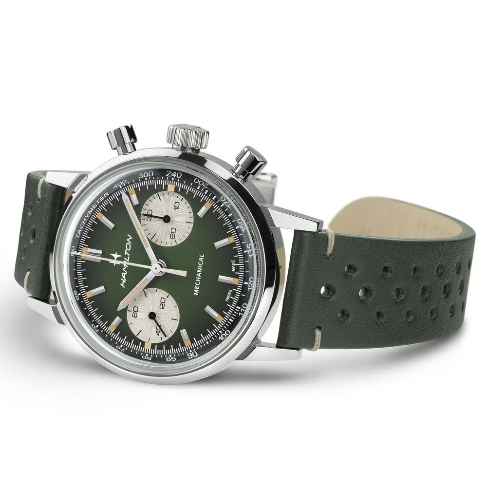 American Classic Intra-Matic Chronograph H 40mm - Green on Leather Strap w/ Extra Bracelet