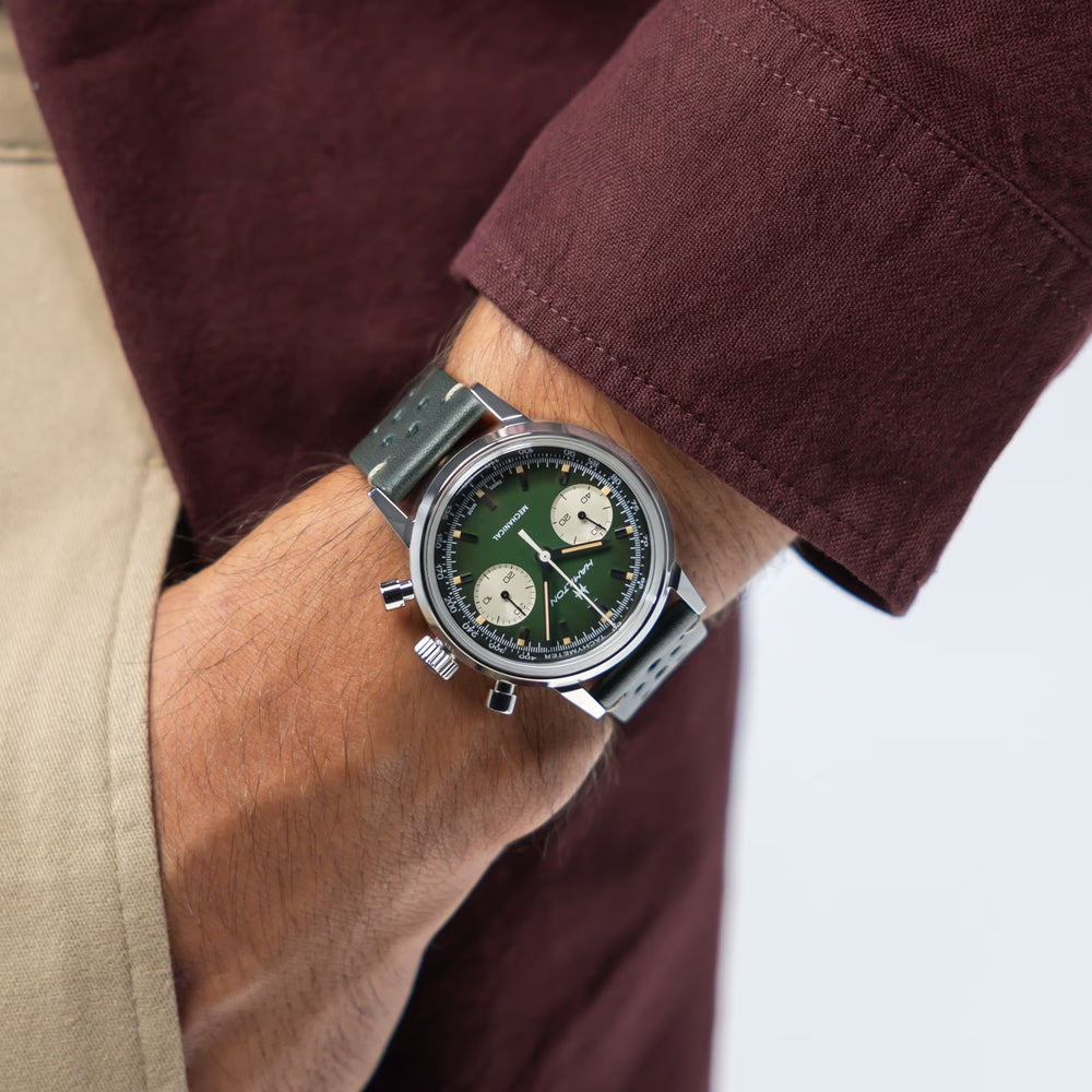 American Classic Intra-Matic Chronograph H 40mm - Green on Leather Strap w/ Extra Bracelet