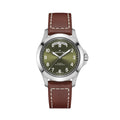 Khaki Field Auto 40mm - Green on Brown Leather Strap