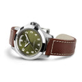 Khaki Field Auto 40mm - Green on Brown Leather Strap
