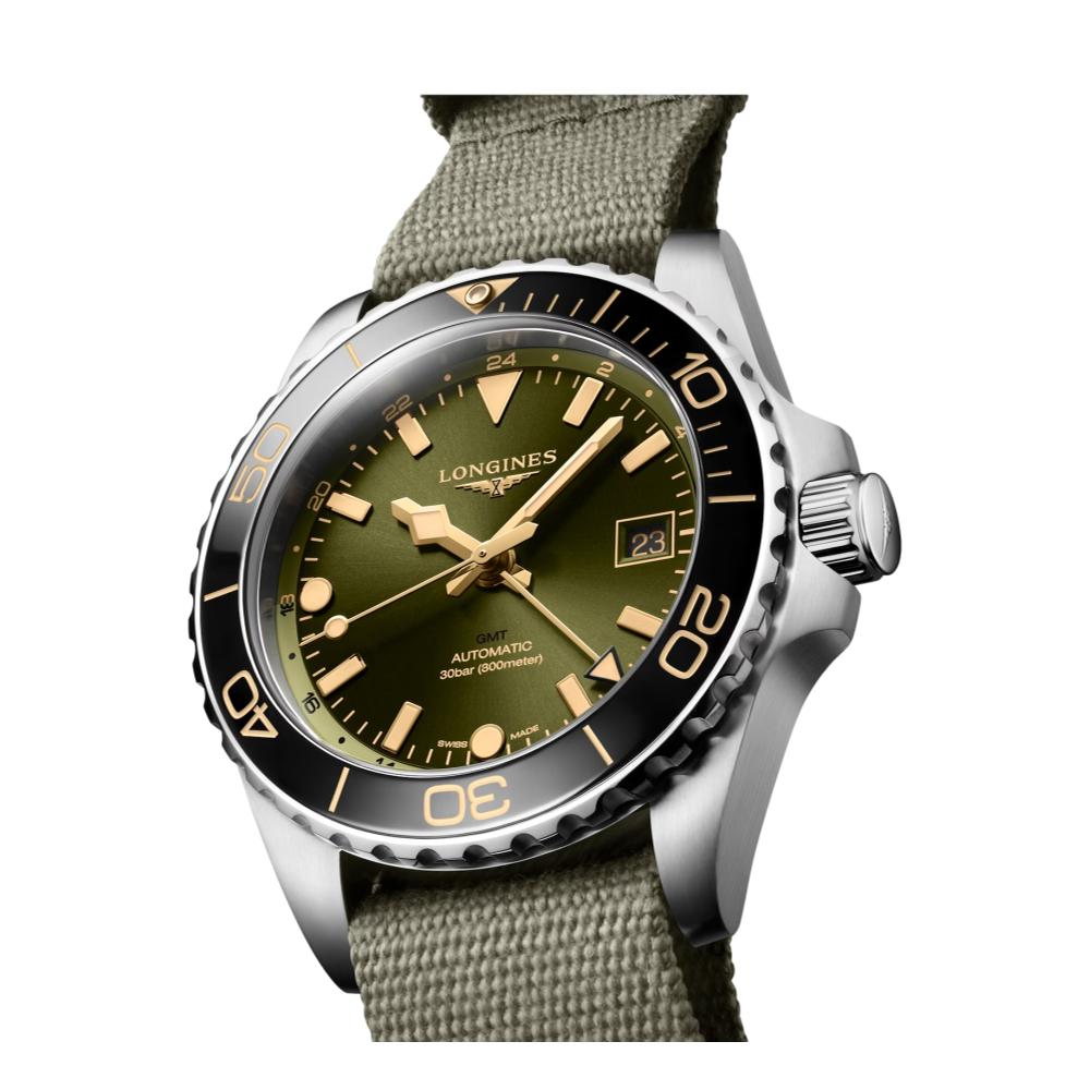 HydroConquest GMT Green Dial 41mm on Fabric One Piece Strap