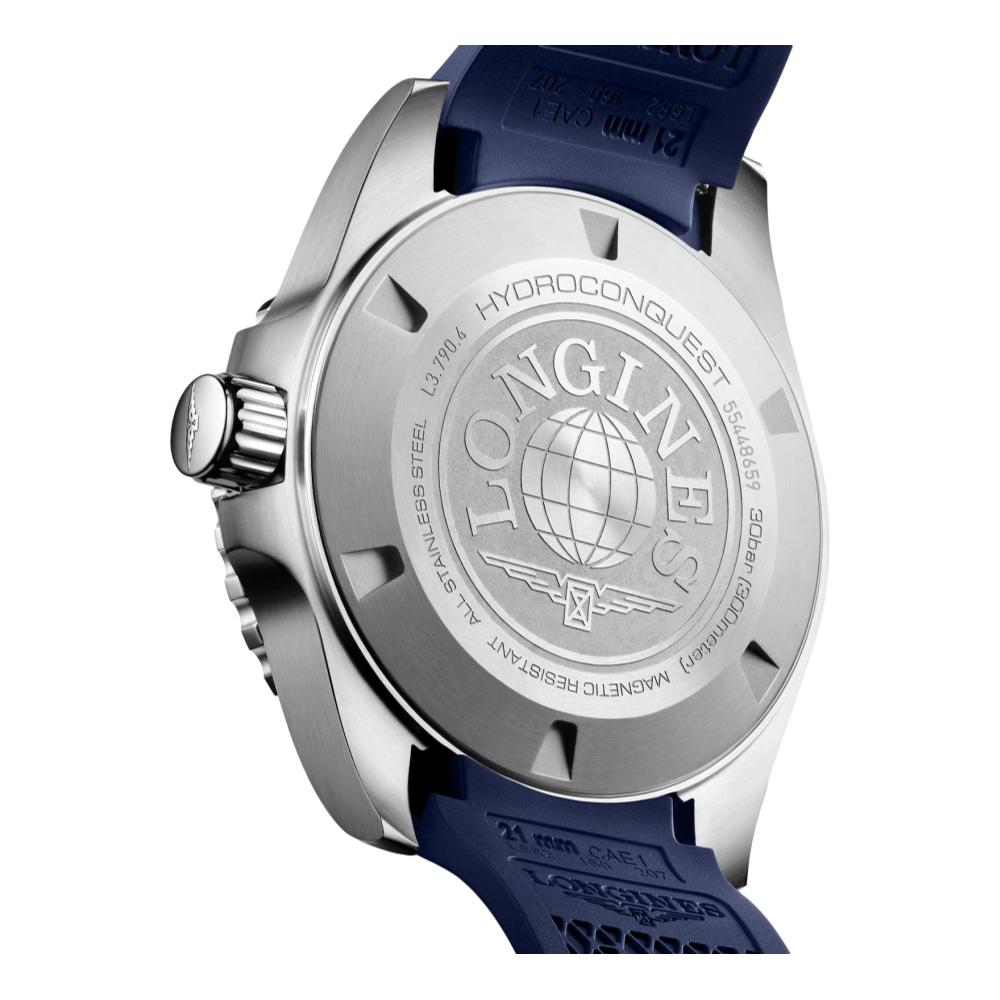 HydroConquest GMT Blue Dial 41mm on Rubber Strap