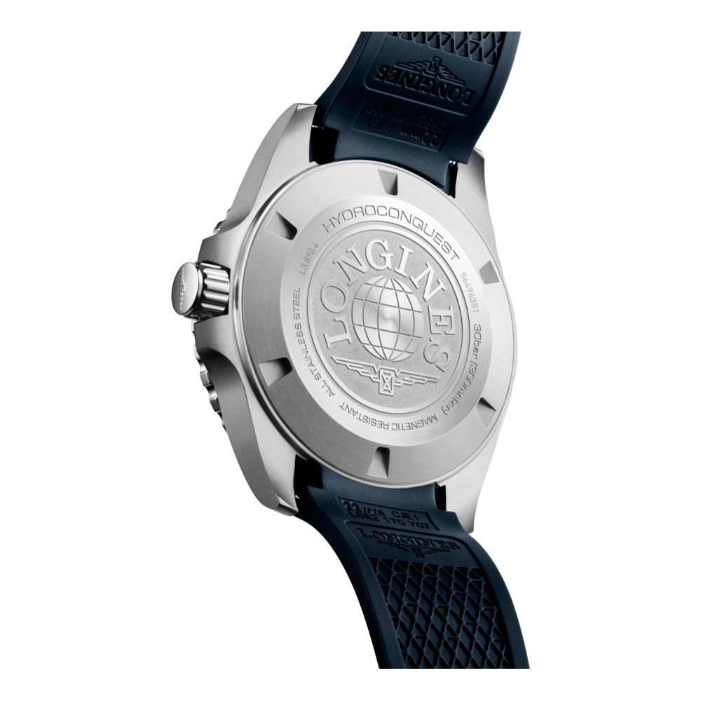 HydroConquest GMT Blue Dial 43mm on Rubber Strap
