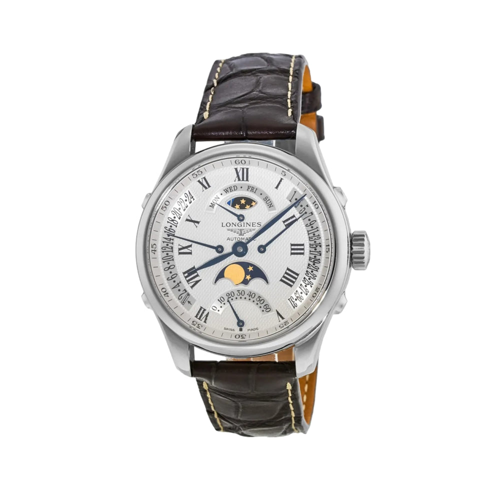 Longines Master Collection Chrono Moonphase 41mm - White on Leather Strap