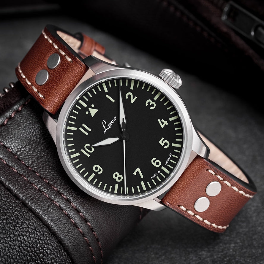 Pilot Watch Basic Augsburg 39mm - Black on Leather Strap